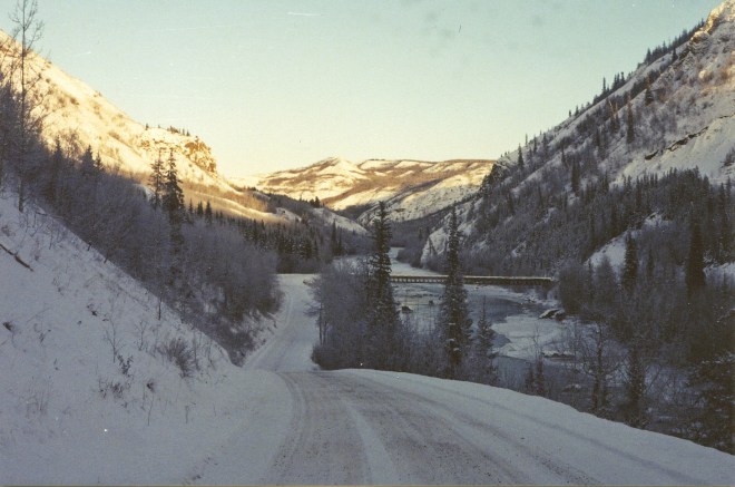 TC winter light rising beyond dip in road